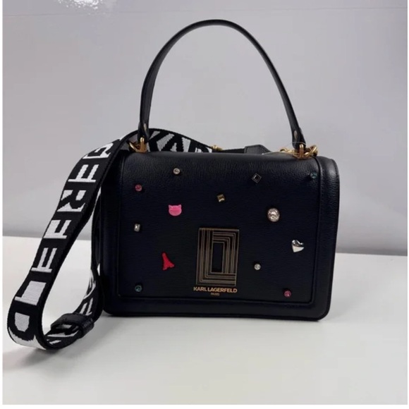 Karl Lagerfeld Paris Simone Flap Crossbody Leather Bag - Picture 1 of 7